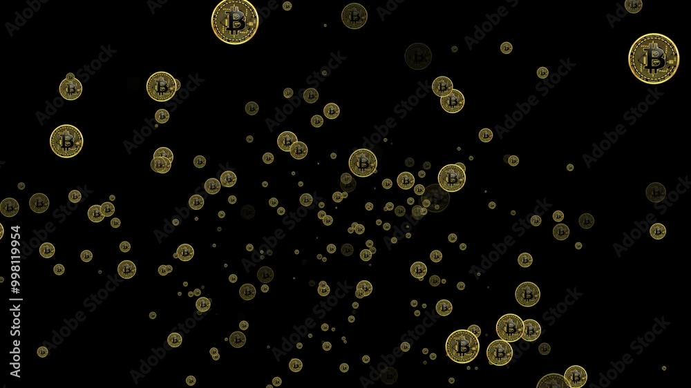 Bitcoin tokens are falling from the sky, Bitcoin Tokens are Cascading from the Sky, Bitcoin rain, Digital Currency is in Motion Bitcoin tokens are falling from the sky, Bitcoin Tokens are Cascading from the Sky, Bitcoin rain, Digital Currency is in Motion