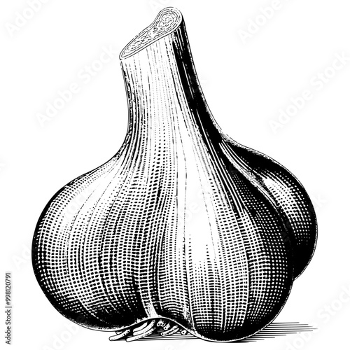 にんにくの銅版画のベクターイラスト。