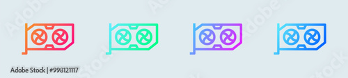 Graphic card line icon in gradient colors. Processor signs vector illustration.