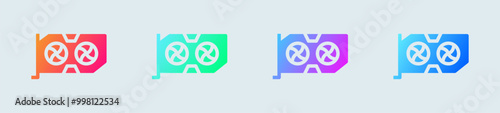 Graphic card solid icon in gradient colors. Processor signs vector illustration.