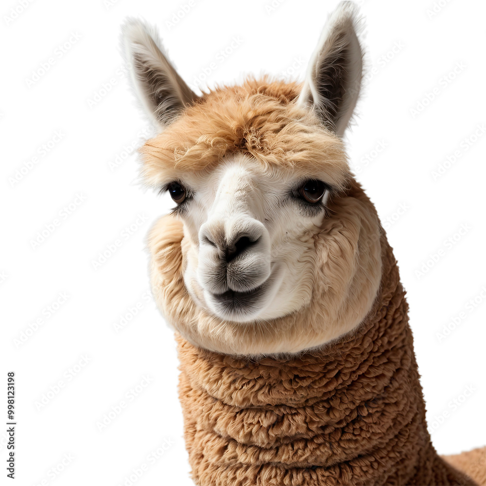 Obraz premium close up of a alpaca with transparent background PNG and JPEG image