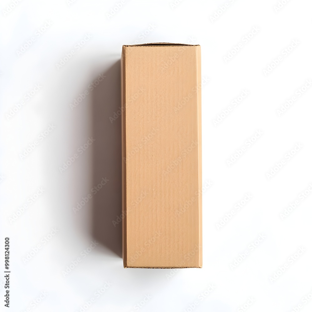 Rectangular Cardboard Packaging Box on White Background with Studio Lighting Rectangular Cardboard Packaging Box on White Background with Studio Lighting