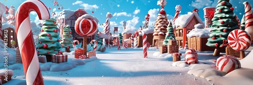 Playful 3D Candyland Christmas Scene