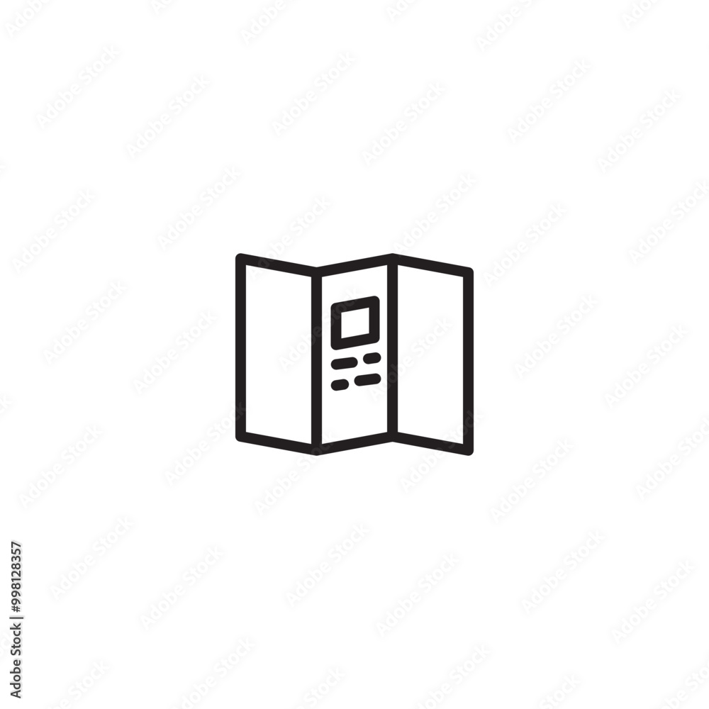Booklet icon. Brochure sign. Tri-fold brochure symbol. Booklet symbol vector pictogram. Editable icon. Booklet icon. Brochure sign. Tri-fold brochure symbol. Booklet symbol vector pictogram. Editable icon.