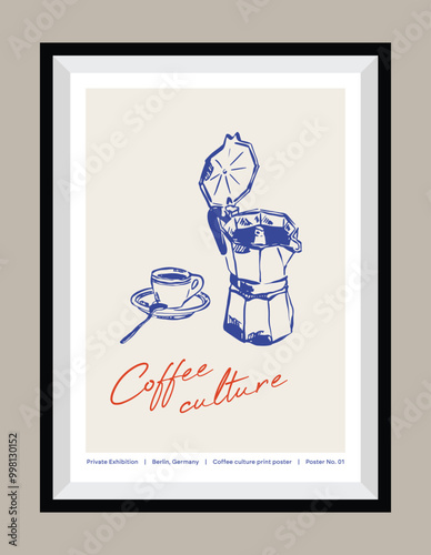 Minimal hand drawn vector Italian cuisine illustration with aesthetic quote in a poster frame.