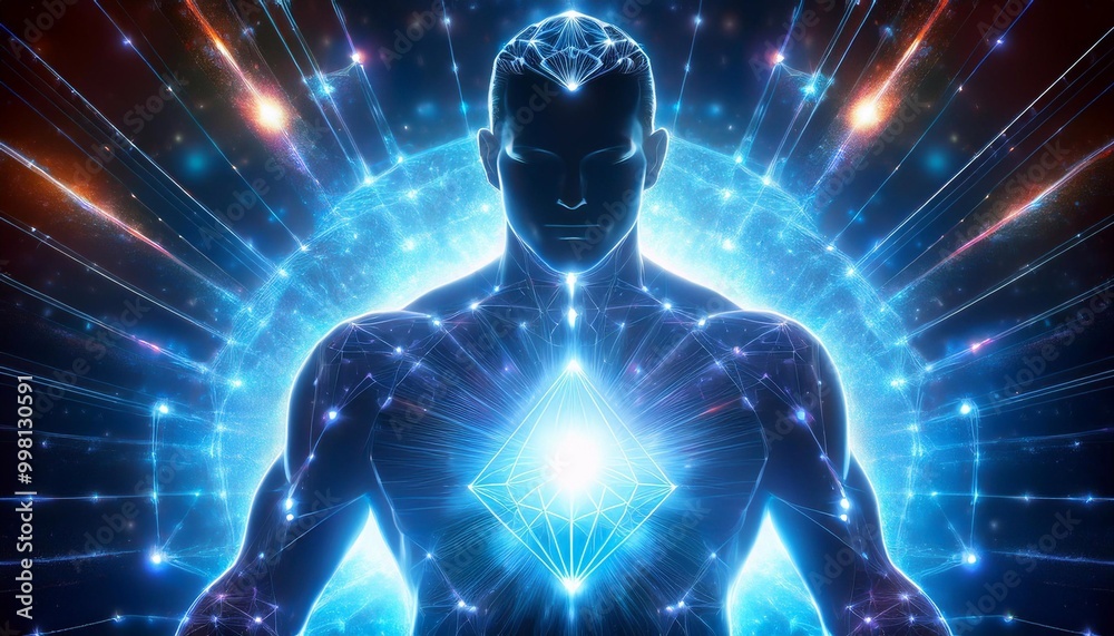 A strong man with a crystal inside him. A strong man with a crystal inside him.