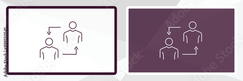 change personal outline icon. Linear vector from human resources concept. Thin line white and black change personal icon isolated on white and dark background