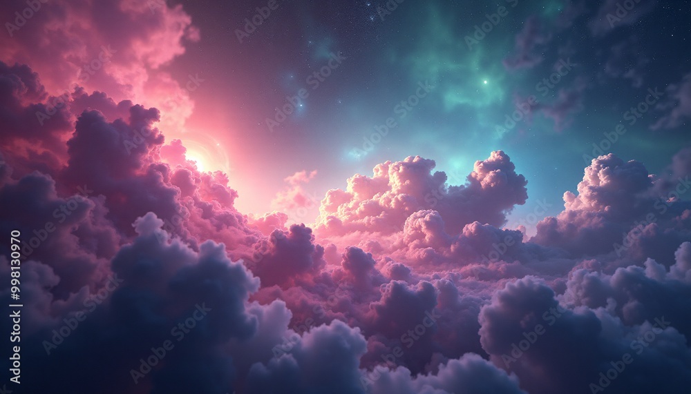 A stunning, panoramic view of a nebula, with swirling clouds of gas and dust in vibrant hues of pink, purple, blue, and green A stunning, panoramic view of a nebula, with swirling clouds of gas and dust in vibrant hues of pink, purple, blue, and green