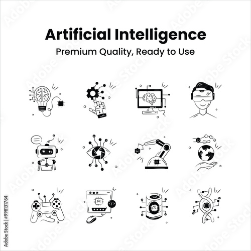 Get this amazing icons set of artificial intelligence