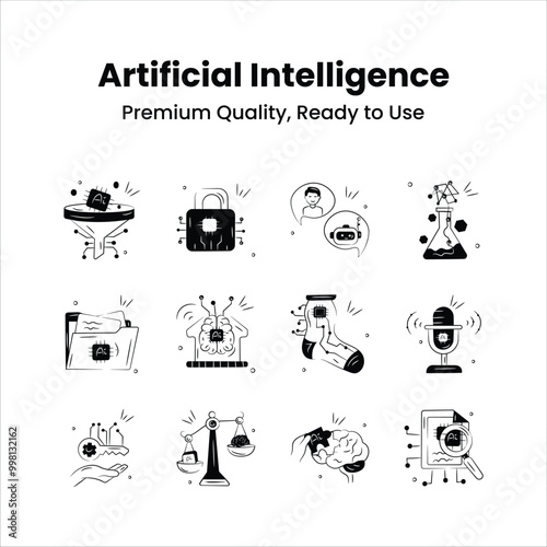 Get this amazing artificial intelligence icons set in modern style