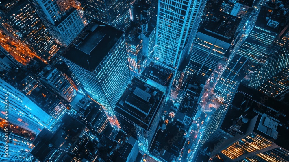 Aerial View of Cityscape at Night Aerial View of Cityscape at Night