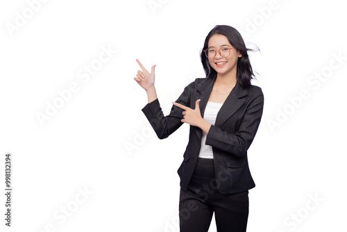 Asian Business Woman Wearing a Black Suit
