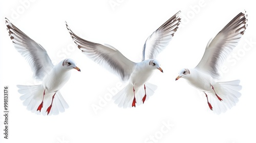 seagulls isolated on white background