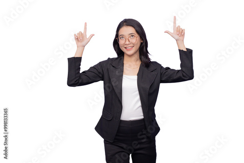 Asian Business Woman Wearing a Black Suit