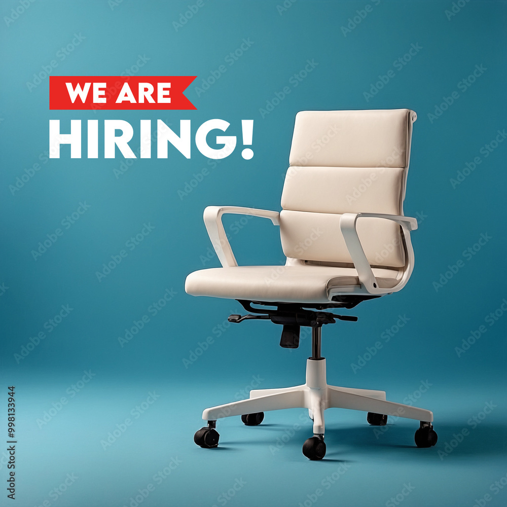 We are hiring message blank chair announcement Open job vacancies to join our team Recruitment sign We are hiring message blank chair announcement Open job vacancies to join our team Recruitment sign