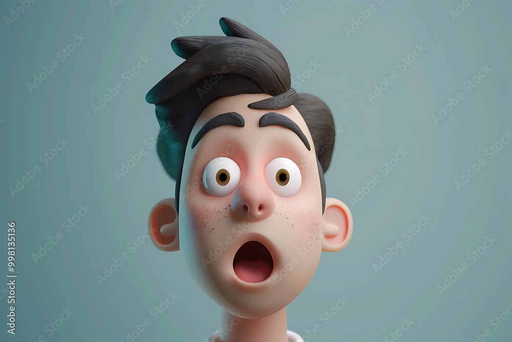 3D Cartoon Illustration of a Shocked Man 3D Cartoon Illustration of a Shocked Man