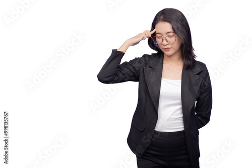 Asian Business Woman Wearing a Black Suit