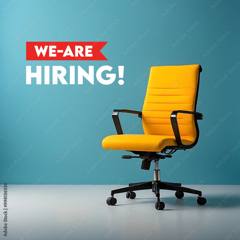 We are hiring message blank chair announcement Open job vacancies to join our team Recruitment sign We are hiring message blank chair announcement Open job vacancies to join our team Recruitment sign