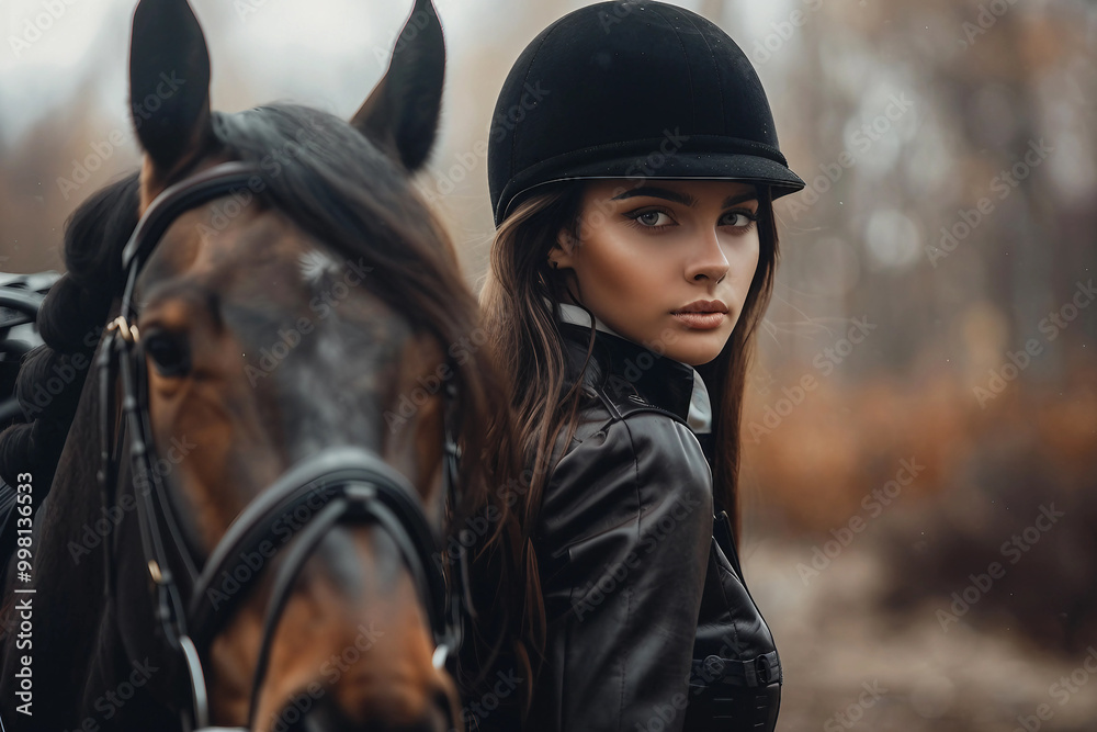 Equestrian sports training, young person learn to ride horse, pure breed animal Generative AI Equestrian sports training, young person learn to ride horse, pure breed animal Generative AI