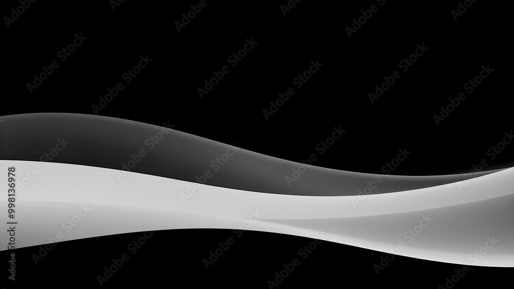 Fototapeta premium Black and white abstract wavy background. 