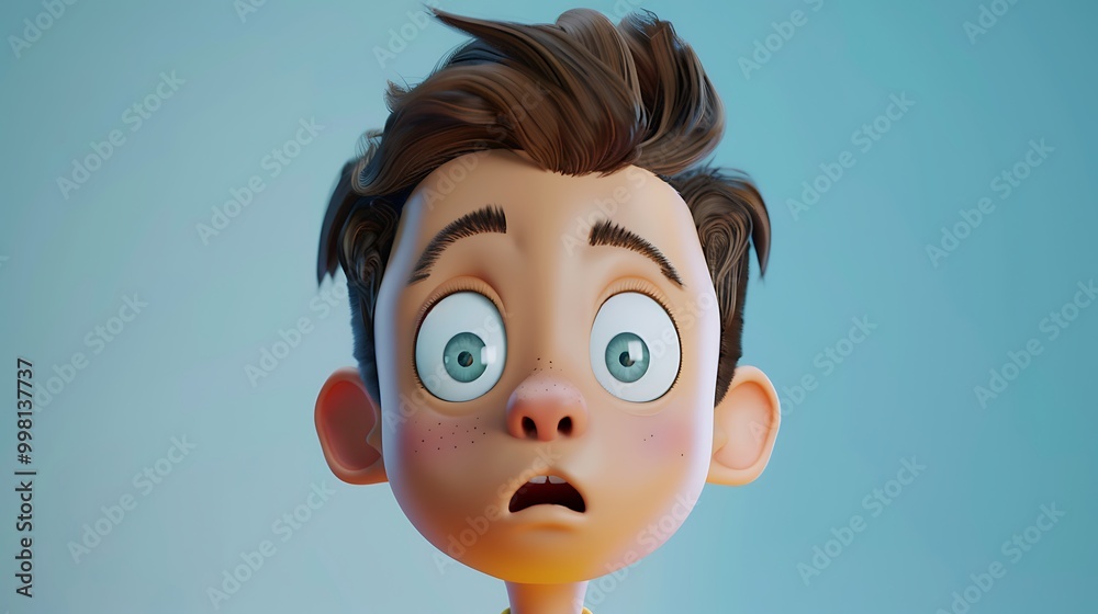 Surprised Cartoon Boy 3D Illustration Surprised Cartoon Boy 3D Illustration
