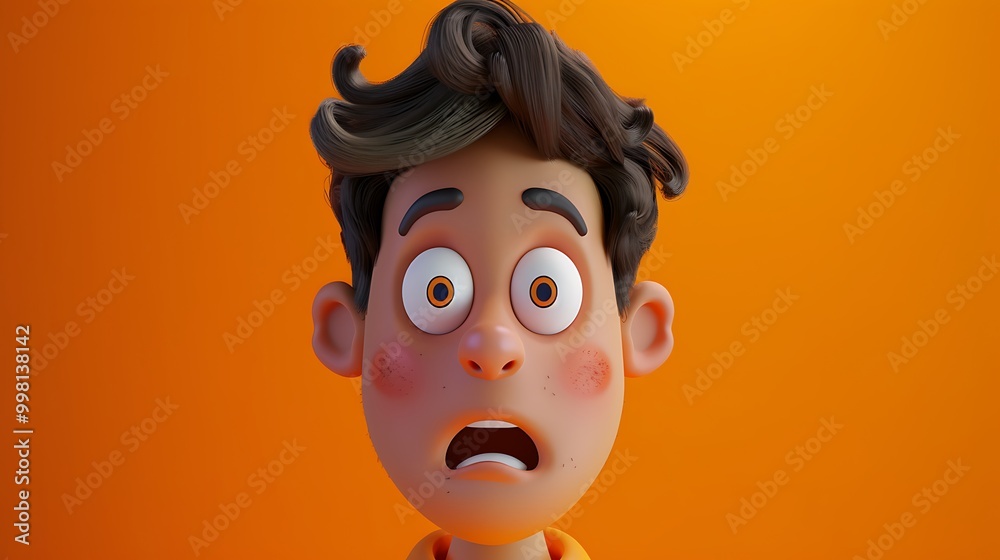 3D Cartoon Illustration of a Surprised Boy 3D Cartoon Illustration of a Surprised Boy