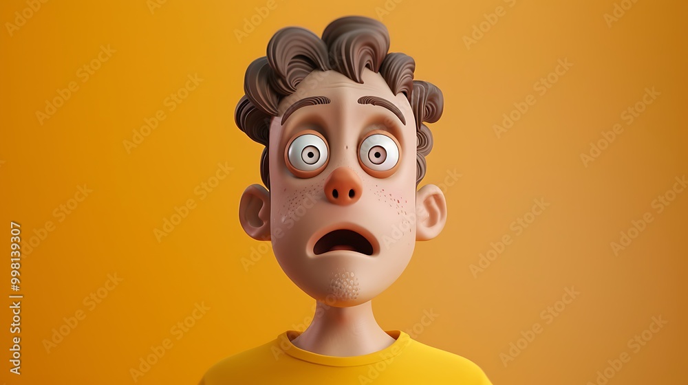 3D Cartoon Illustration of a Shocked Man with Widen Eyes and Open Mouth 3D Cartoon Illustration of a Shocked Man with Widen Eyes and Open Mouth