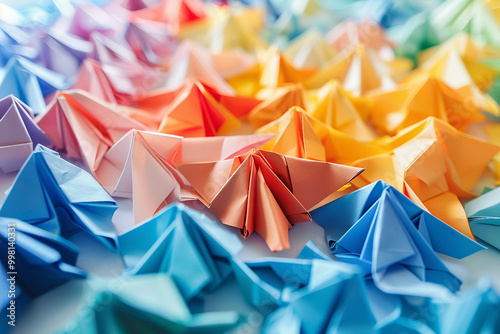 Colorful origami paper art showcasing generative AI creativity photo