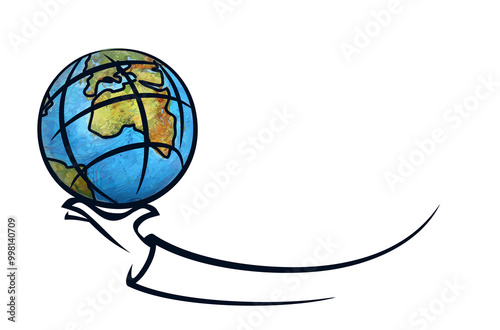 The earthnglobe symbol in the hand.