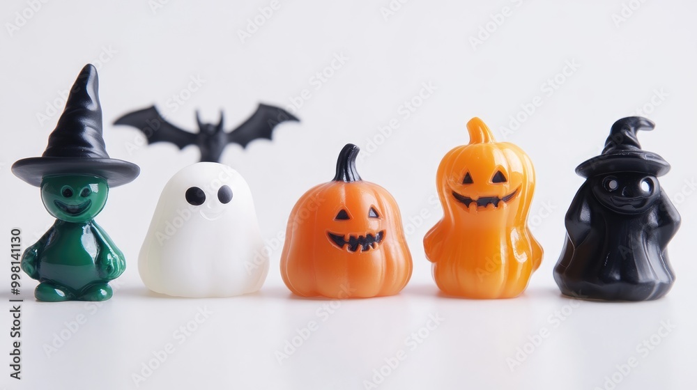 cute halloween resin toys for kids isolated on white background cute halloween resin toys for kids isolated on white background