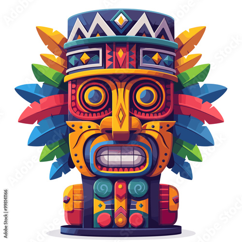 A vibrant, multi-colored, and multi-faceted head of a person with a big smile Latino American style