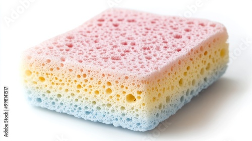 A bath sponge in pastel colors, isolated on a white background
