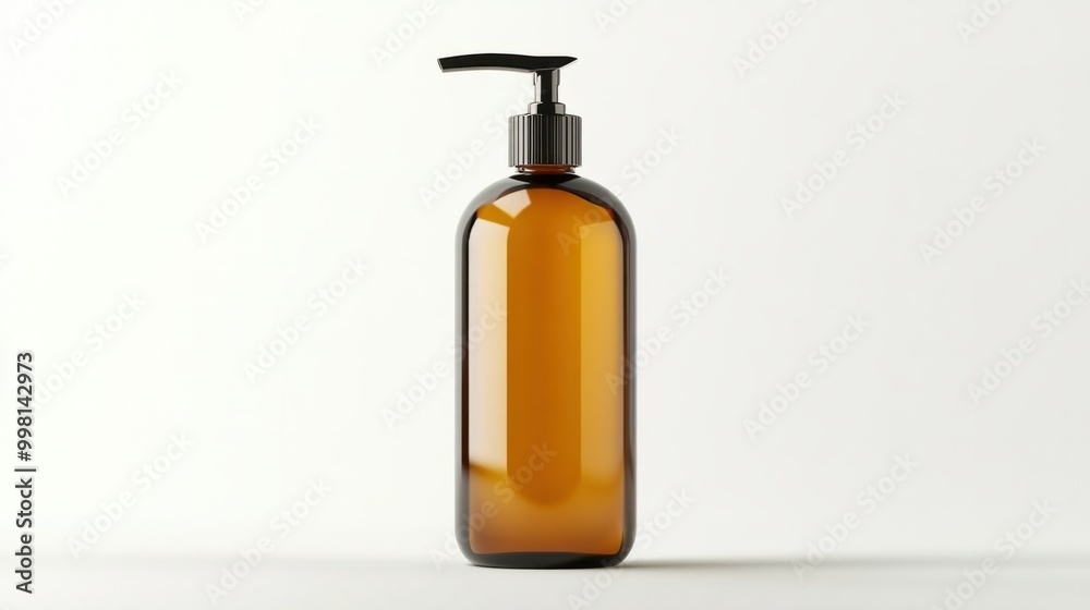 A shampoo bottle with a pump dispenser, isolated on a white background A shampoo bottle with a pump dispenser, isolated on a white background