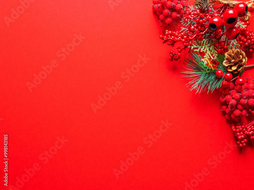 Christmas and new year background concept. Top view of Christmas decoratio.