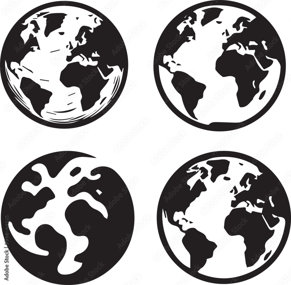 Obraz premium silhouette of clean vector earth isolated on white background 