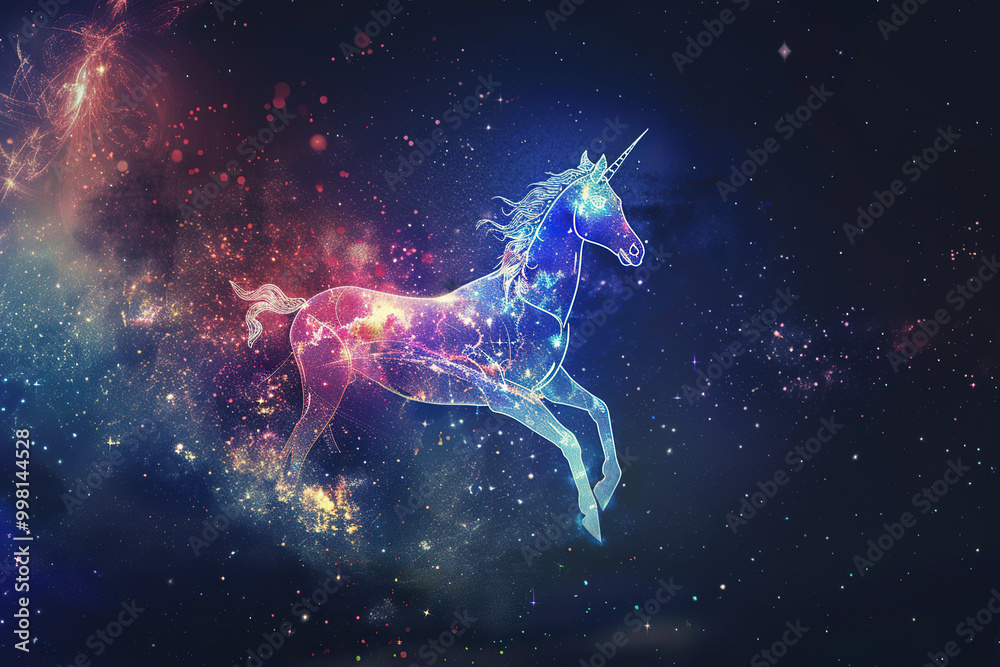 Fototapeta premium Astrological composition with concept of Horse zodiac sign symbol