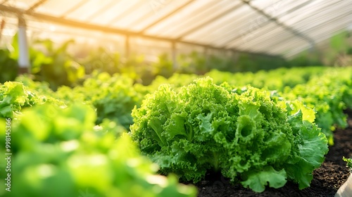 A close-up of a smart greenhouse regulating climate for optimal plant growth
 photo