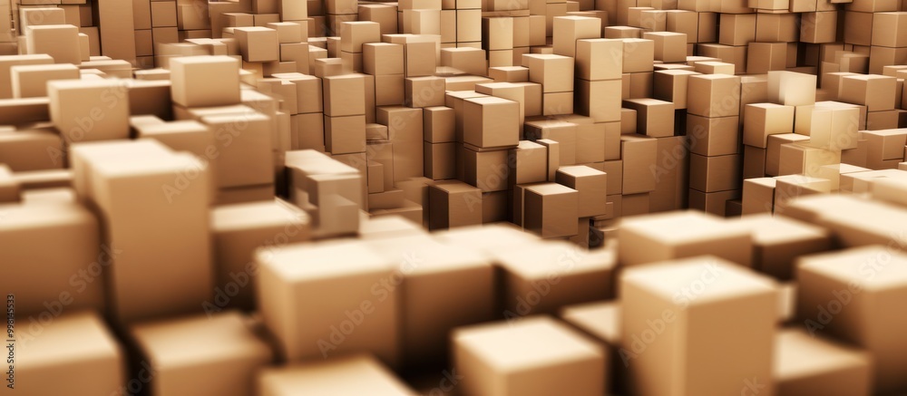 Abstract 3D Render of Brown Cubes Abstract 3D Render of Brown Cubes
