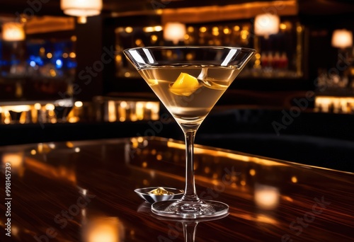 Wallpaper Mural elegant martini glass reflections polished bar surface capturing glamour sophistication, classy, drinkware, cocktail, luxury, shine, glow, aesthetic Torontodigital.ca
