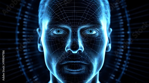 Obraz na płótnie human face illustration in digitally dark background w salonie