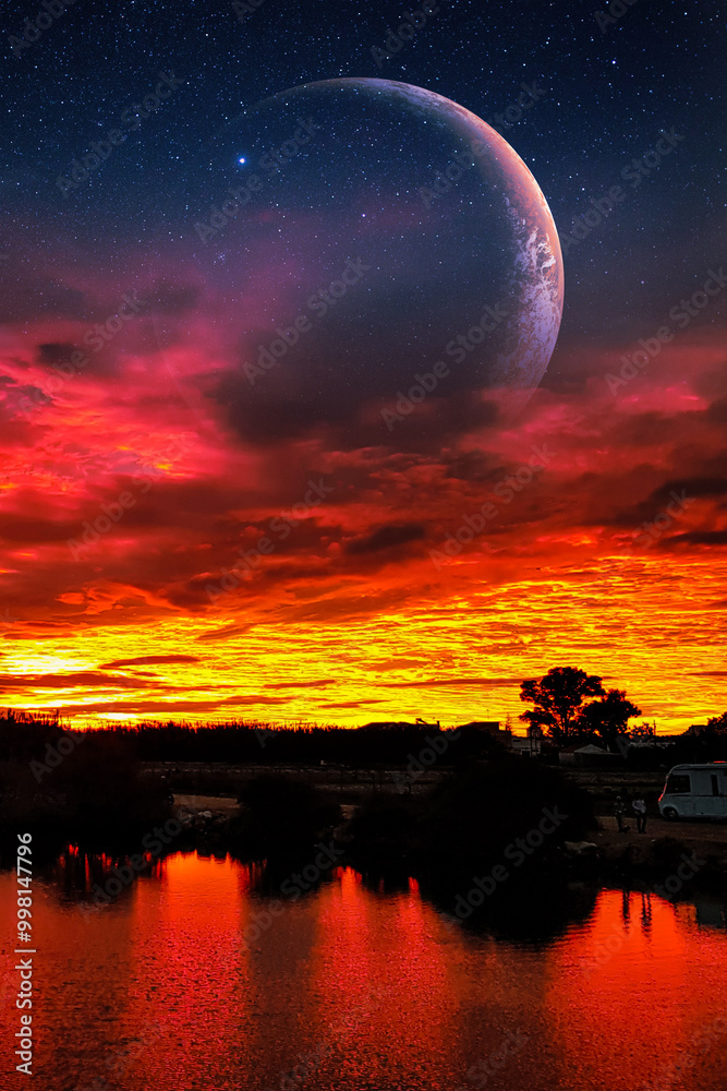 sunset over the lake, cloudy sky wallpaper for phone, nature and outer space background, planet wallpaper during nightfall for phone home screen sunset over the lake, cloudy sky wallpaper for phone, nature and outer space background, planet wallpaper during nightfall for phone home screen