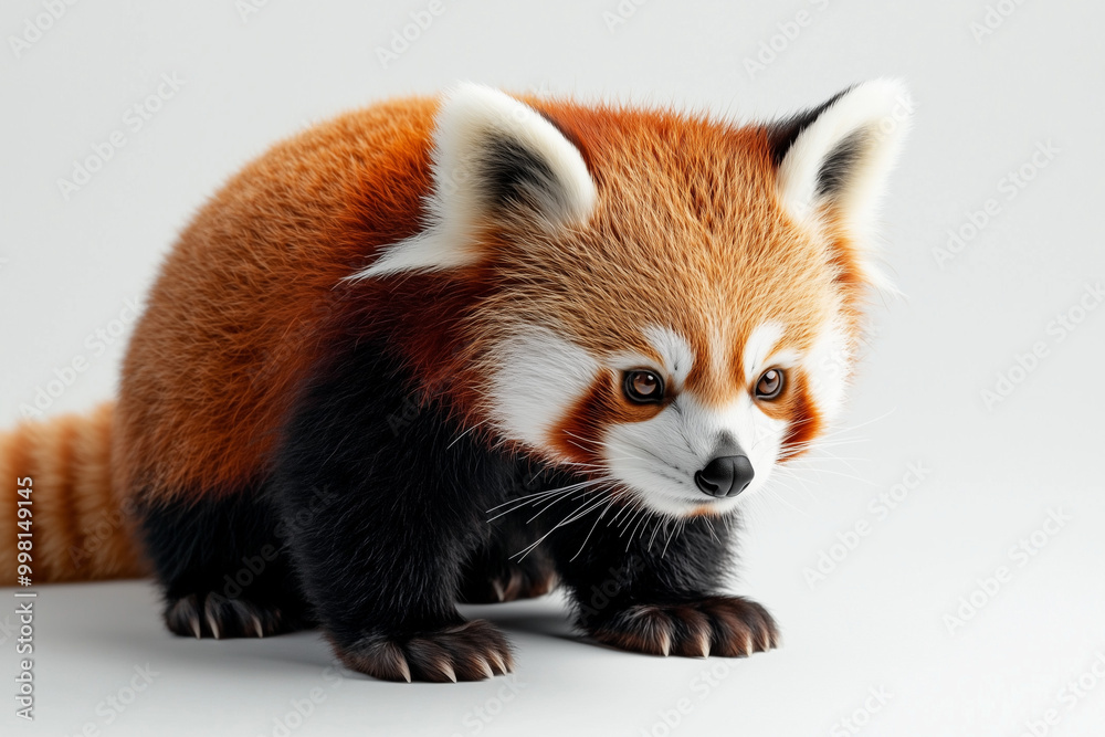 Curious Red Panda Sitting Upright
A red panda sitting with its tail curled, looking curiously into the distance Curious Red Panda Sitting Upright
A red panda sitting with its tail curled, looking curiously into the distance