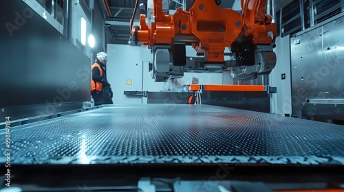 Close up View of Carbon Fiber Sheets Being Pressed and Cured in an Industrial Autoclave to Produce High Strength Composite Materials for Engineering and Manufacturing Applications