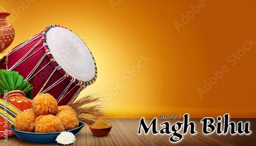 Happy Magh Bihu Festival Poster Design