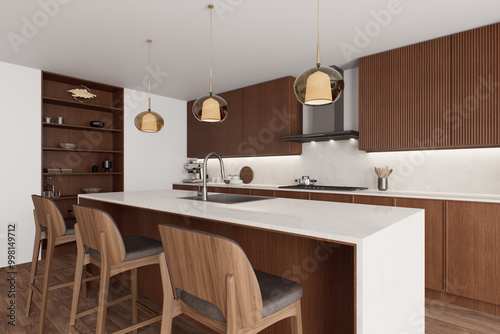 Explore a modern kitchen with stylish finishes and an open layout, perfect for cooking
