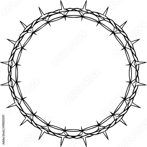 circle barbed wire frame drawing-