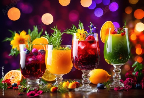 colorful festive beverage blends featuring lively seasonal flavors aromas celebratory occasions, drink, cocktail, mocktail, taste, vibrant, refreshment photo