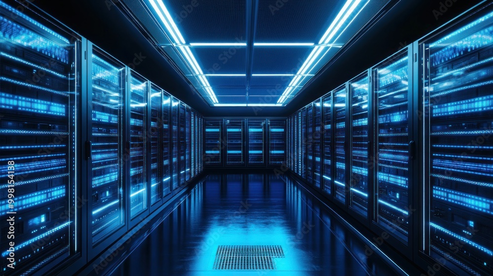 Server Room with Blue Lights Server Room with Blue Lights