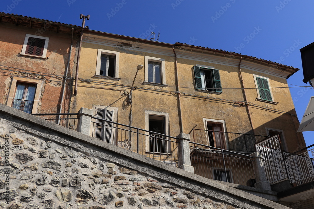 Borbona Street View with House Facades, Central Italy Borbona Street View with House Facades, Central Italy