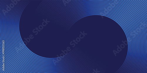 Abstract blue background with blue glowing diagonal geometric lines. Modern shiny blue rounded rectangle lines pattern. Minimalist graphic design. Futuristic